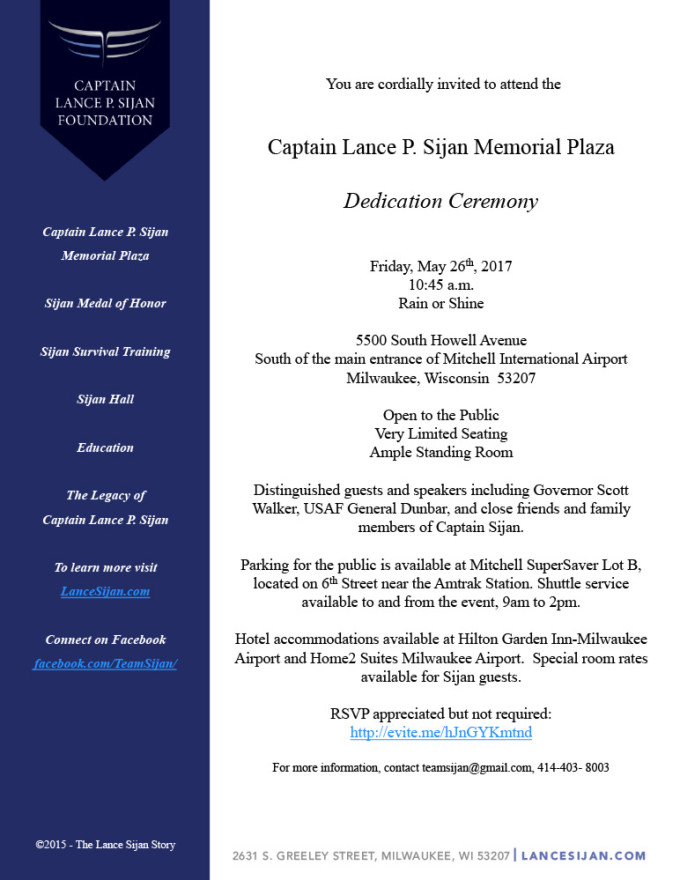 Dedication Ceremony for: Captain Lance P. Sijan Memorial Plaza